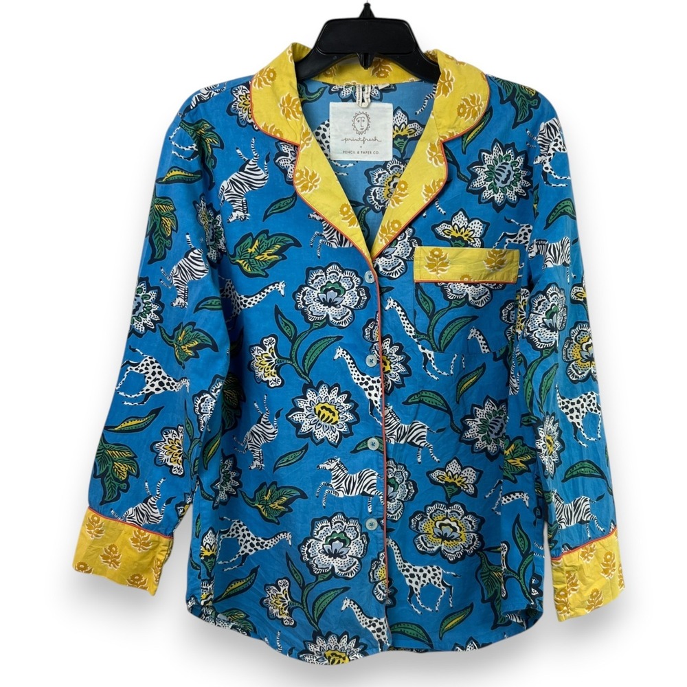 Printfresh + Pencil & Paper Co Pajama Top XS Safari Animal Zebra Giraffe Organic